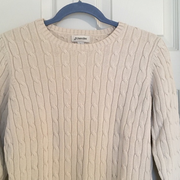 Cream color cable knit sweater St. John’s Bay size S - Picture 3 of 3